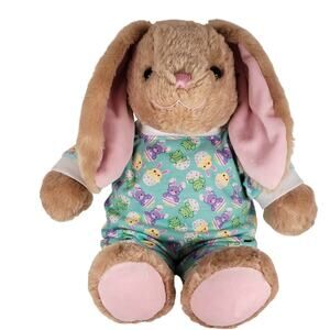 Build-A-Bear Bunny Plush 16” Brown Floppy Ears Pajamas Easter Plushie